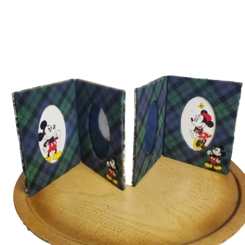 Disney Pack of Two Green Blue Plaid Embroidered Mickey Mouse Picture Frames